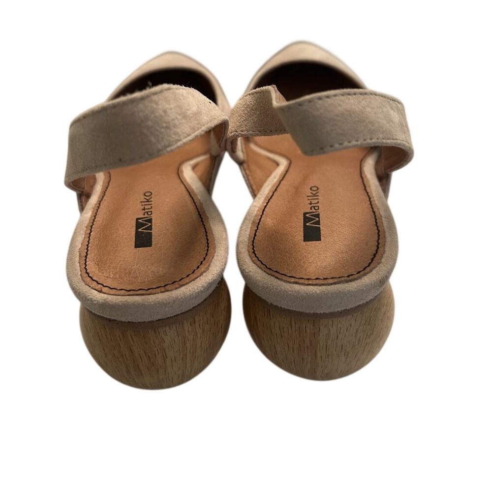 NIB Matiko Circa Peach-Nude Suede Slingback Pointy Toe Round Heel Sandal- US 5 - Picture 6 of 8
